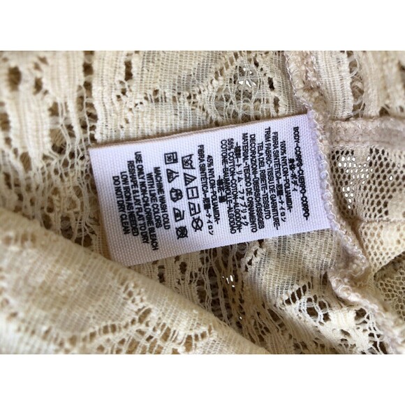 Free People Maisie Tunic Antique Ivory Lace High Neck Sleeveless Blouse Tank Med - Picture 7 of 12